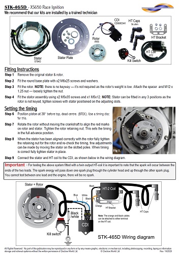 Yamaha XS650 ignition ontsteking race system set