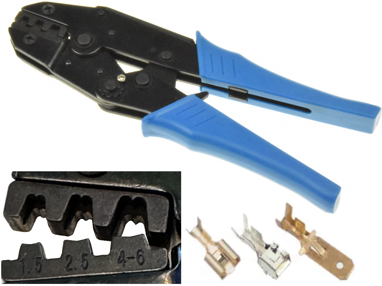 AMP faston crimping tool plier - 1.5mm2-6mm2 / 20-10AWG - Click Image to Close