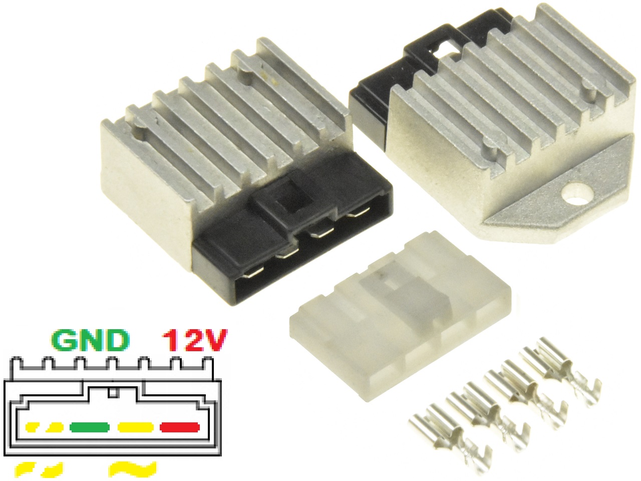 Shindengen SH653-12, SH635-12, SH610-12, SH636A-12, SH580-12 Voltage reg ulator rectifier + counter plug complete - Click Image to Close